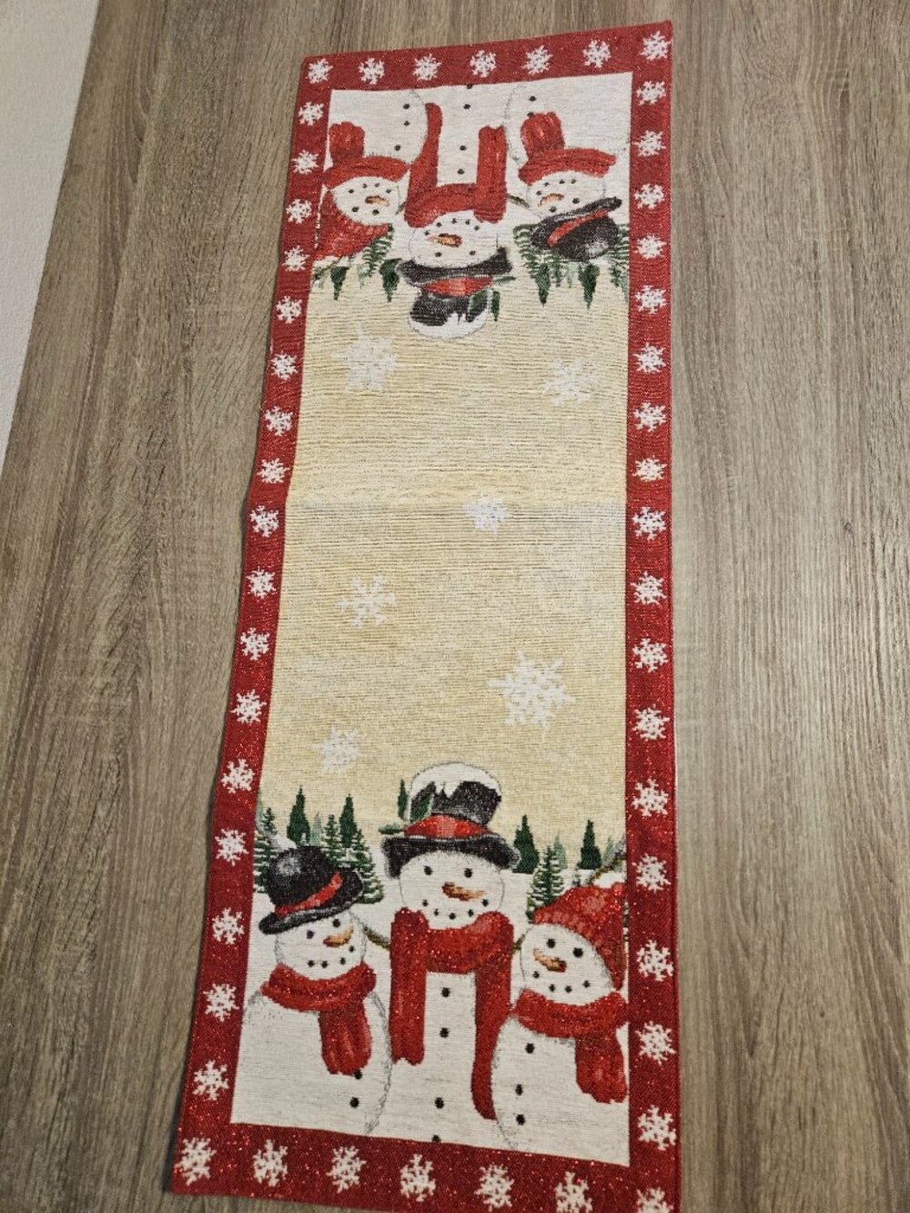 St. Nicholas Square Snowman Small Tapestry Table Runner 35 1/2" X 12 1/2"